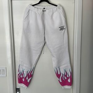 BoohooMAN Official Pink Flame Sweat pants